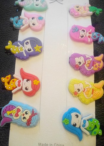 Renkli Deniz Kızı Desenli Boncuklu Çocuk Toka Seti - Görsel 3