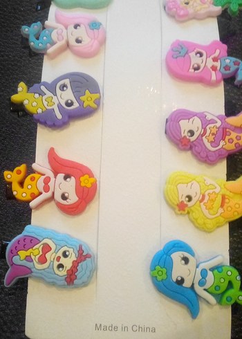 Renkli Deniz Kızı Desenli Boncuklu Çocuk Toka Seti - Görsel 5