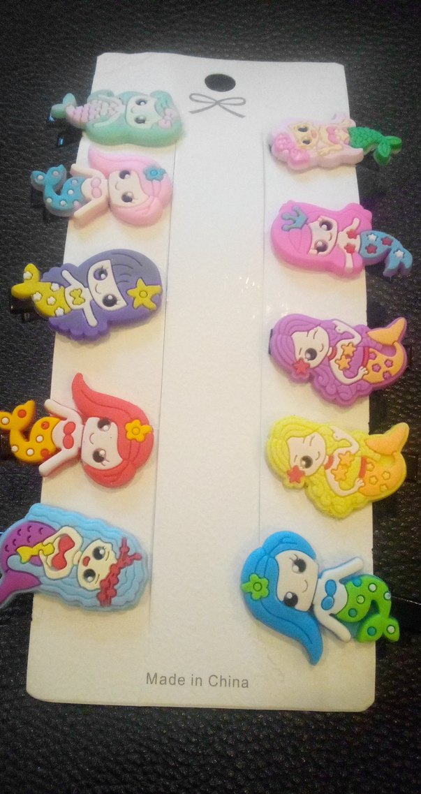 Renkli Deniz Kızı Desenli Boncuklu Çocuk Toka Seti - Görsel 2