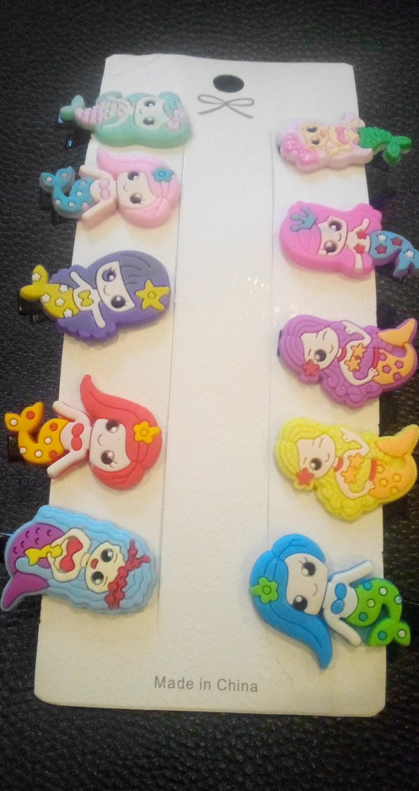 Renkli Deniz Kızı Desenli Boncuklu Çocuk Toka Seti - Görsel 3