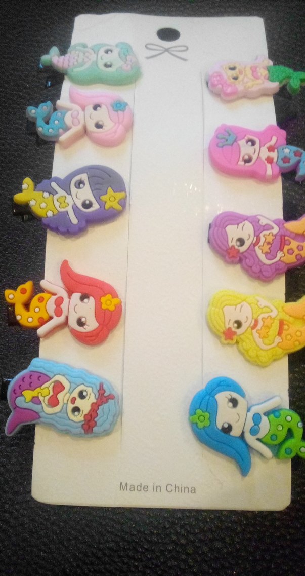 Renkli Deniz Kızı Desenli Boncuklu Çocuk Toka Seti - Görsel 5