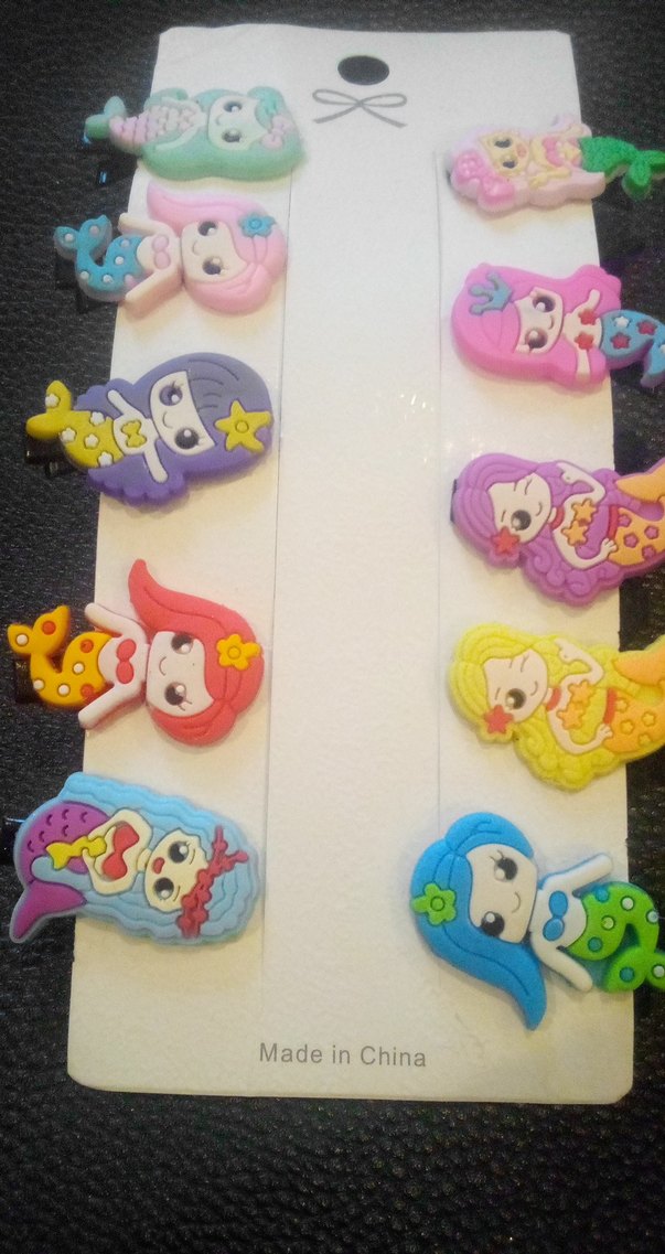 Renkli Deniz Kızı Desenli Boncuklu Çocuk Toka Seti - Görsel 4