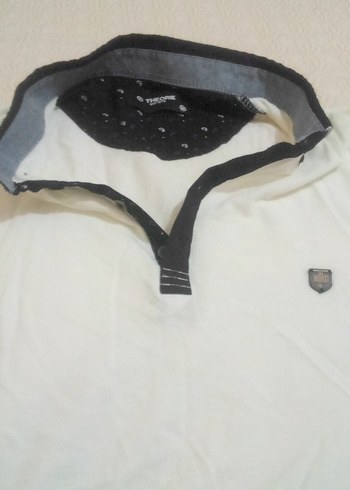 Beyaz Gri Detaylı Polo Yaka Tişört - Görsel 4