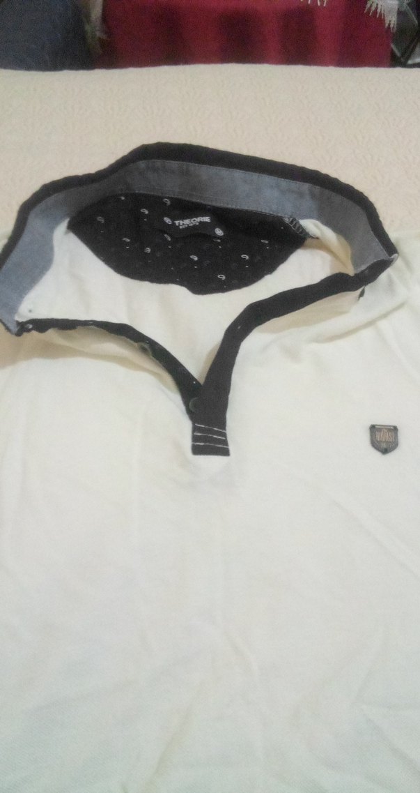 Beyaz Gri Detaylı Polo Yaka Tişört - Görsel 4