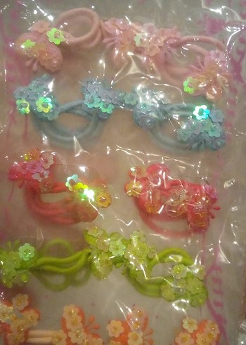 Çiçek Desenli Boncuklu Renkli Çocuk Toka Seti - Görsel 3