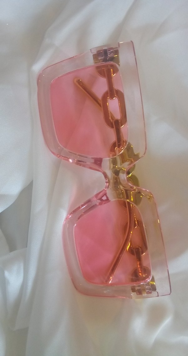 Zincir Detaylı Pembe Kadın Güneş Gözlüğü - Görsel 4