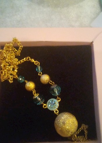 Uzun Altın Boncuklu Bohem Kolye - Görsel 6