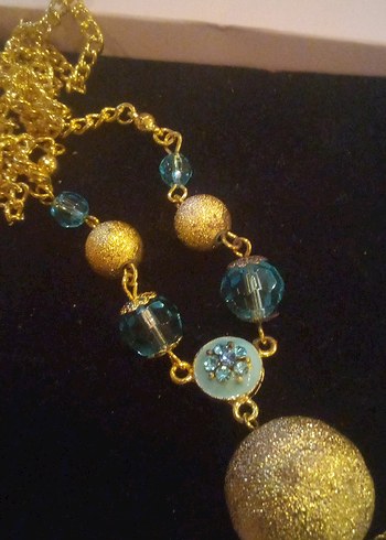 Uzun Altın Boncuklu Bohem Kolye - Görsel 7