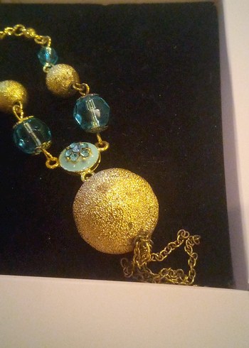 Uzun Altın Boncuklu Bohem Kolye - Görsel 3