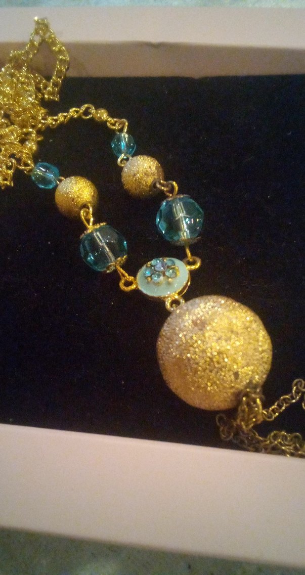 Uzun Altın Boncuklu Bohem Kolye - Görsel 4