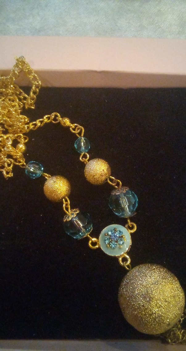 Uzun Altın Boncuklu Bohem Kolye - Görsel 2