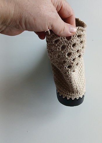 Bej Örgü Bohem bayan Bot el örgüsü - Görsel 6