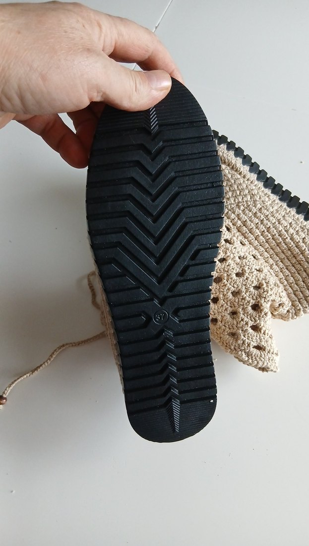 Bej Örgü Bohem bayan Bot el örgüsü - Görsel 4