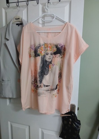 Pembe Bohem Desenli Kısa Kollu Tişört - Görsel 2