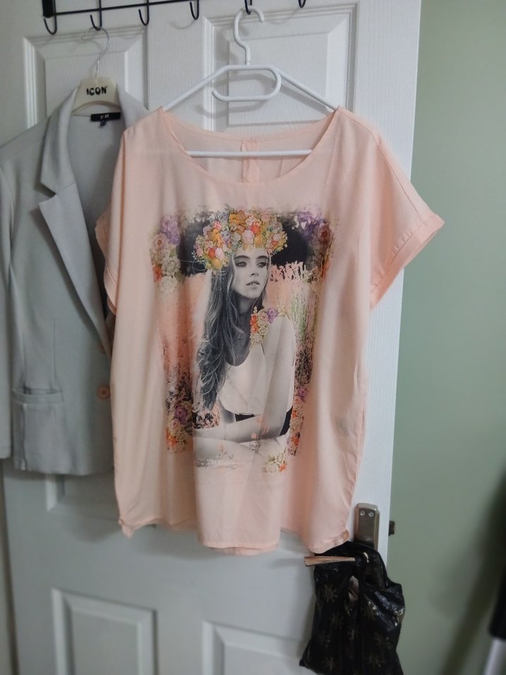 Pembe Bohem Desenli Kısa Kollu Tişört - Görsel 2