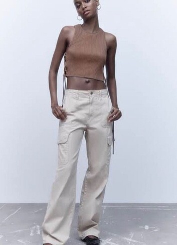 m Beden kahverengi Renk Zara orj crop
