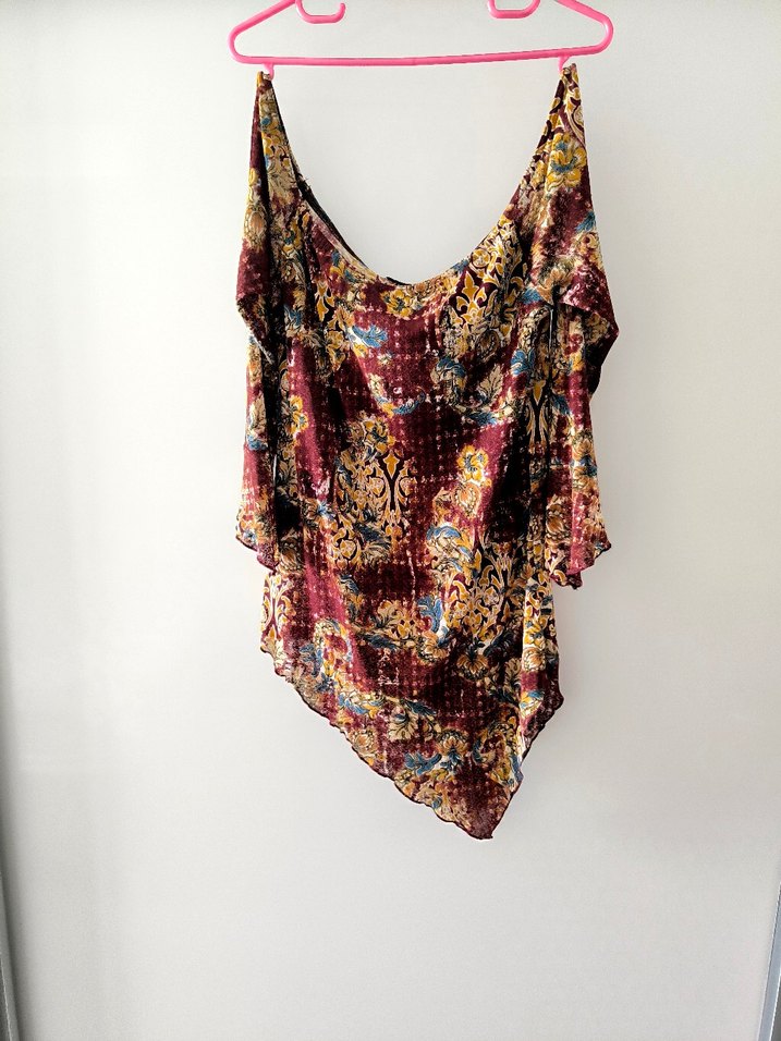 Bordo Desenli Bohem Uzun Kollu elbise vintage - Görsel 2