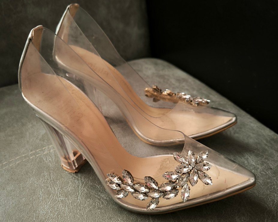 Bej Parlak Cam Stiletto Taşlı Kadın Abiye Ayakkabı - Görsel 2