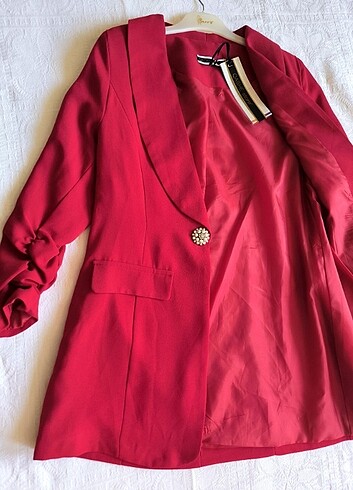 Kırmızı blazer ceket - Görsel 13