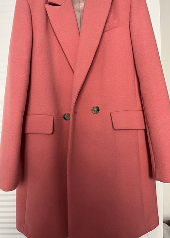 Mango marka Düğmeli Pembe Midi Kadın Kaban - Görsel 2