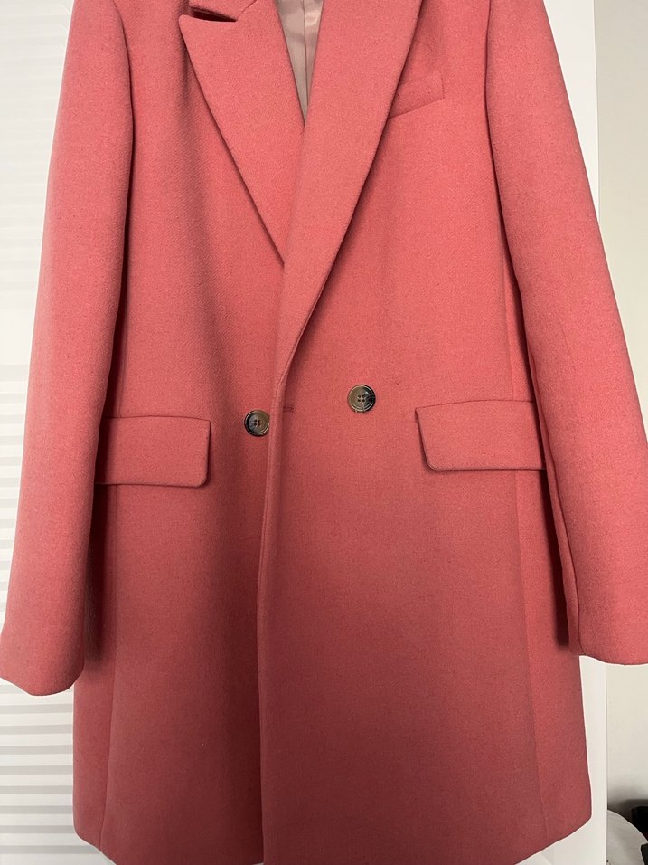 Mango marka Düğmeli Pembe Midi Kadın Kaban - Görsel 2