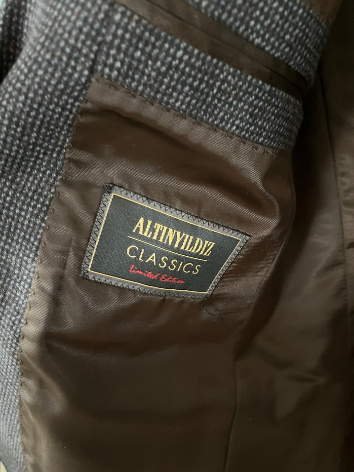 Düğmeli Kahverengi Gri Erkek Takım Ceketi - Görsel 2