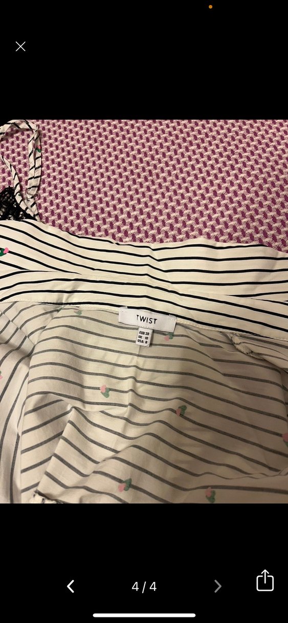 Twist Kadın Gri Beyaz Çizgili Mini Gömlek Elbise - Görsel 3