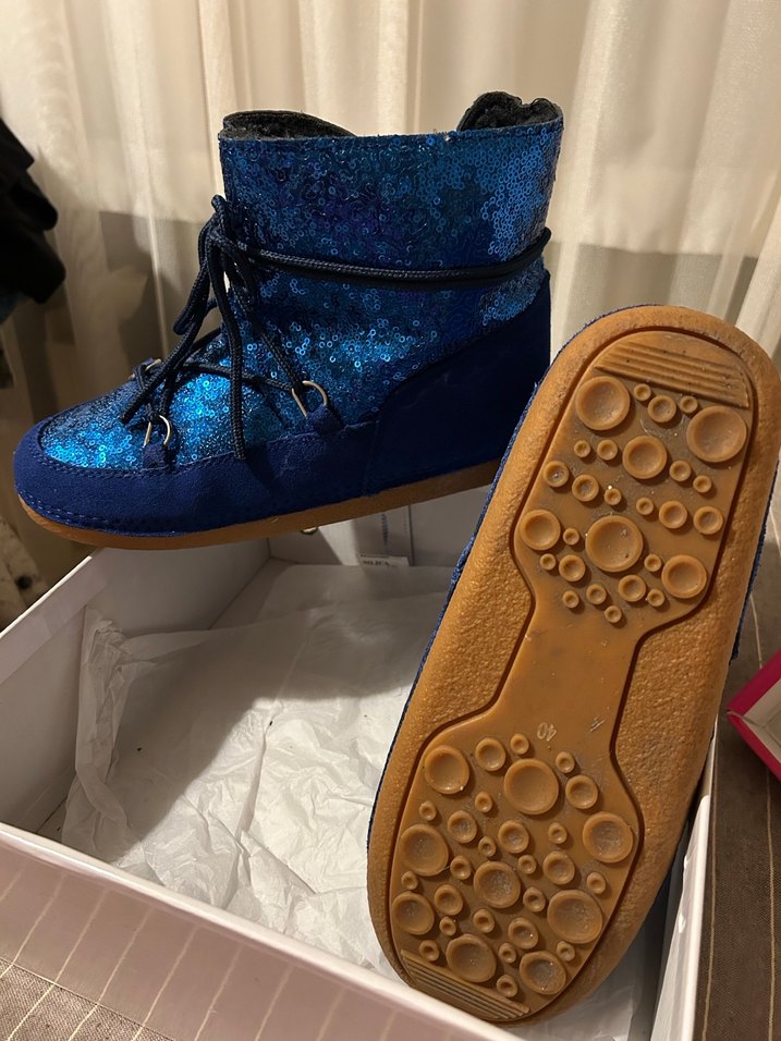 Mavi Süet Simli  Kadın Bot - Görsel 2