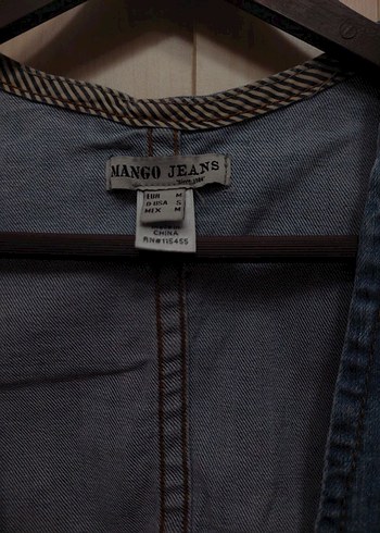 Mango Mango Mavi Kolsuz Denim Ceket