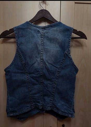 m Beden mavi Renk Mango Mavi Kolsuz Denim Ceket