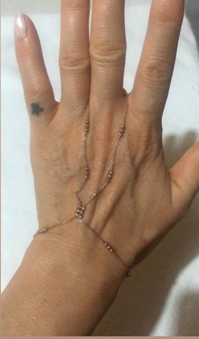 Bej Zincir Detaylı Kadın El Zinciri ve kolyesi - Görsel 5