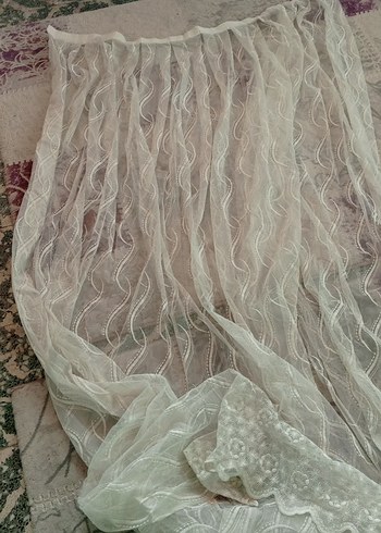 İşlemeli Beyaz Bohem Tül Perde - Görsel 4