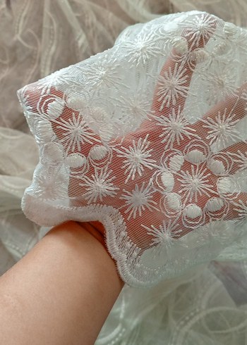 İşlemeli Beyaz Bohem Tül Perde - Görsel 6