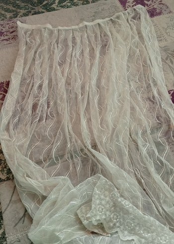 İşlemeli Beyaz Bohem Tül Perde - Görsel 2