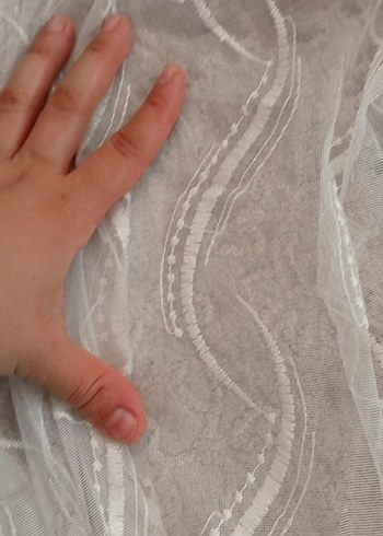 İşlemeli Beyaz Bohem Tül Perde - Görsel 8