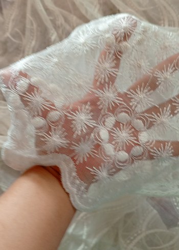 İşlemeli Beyaz Bohem Tül Perde - Görsel 5