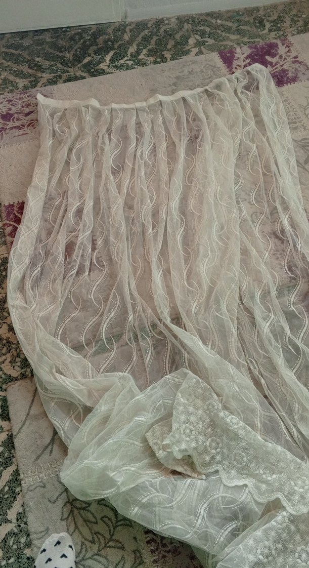 İşlemeli Beyaz Bohem Tül Perde - Görsel 3