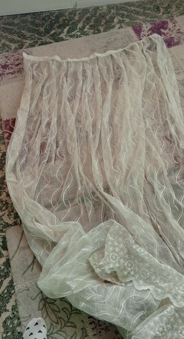 İşlemeli Beyaz Bohem Tül Perde - Görsel 4