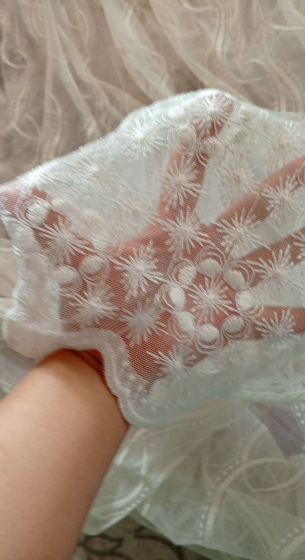 İşlemeli Beyaz Bohem Tül Perde - Görsel 5