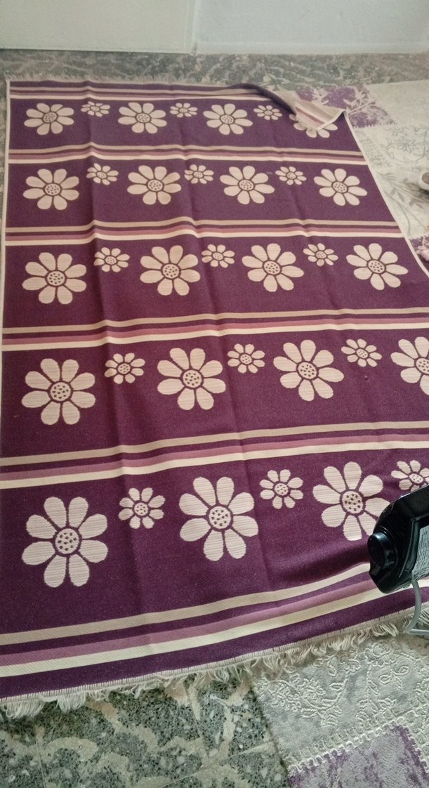 Çiçek Desenli Mor Renkli halı örtüsü 4.5 metre kare - Görsel 5