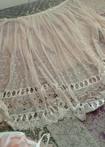 İşlemeli Beyaz Bohem Perde - Görsel 3