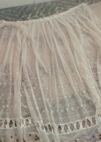 İşlemeli Beyaz Bohem Perde - Görsel 8