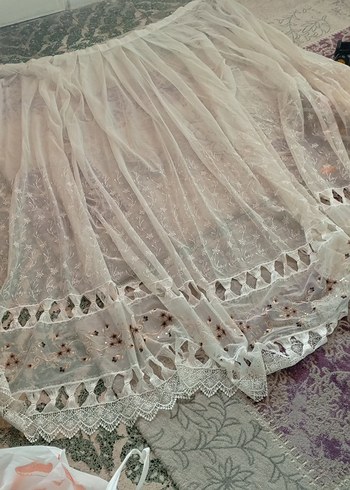 İşlemeli Beyaz Bohem Perde - Görsel 4