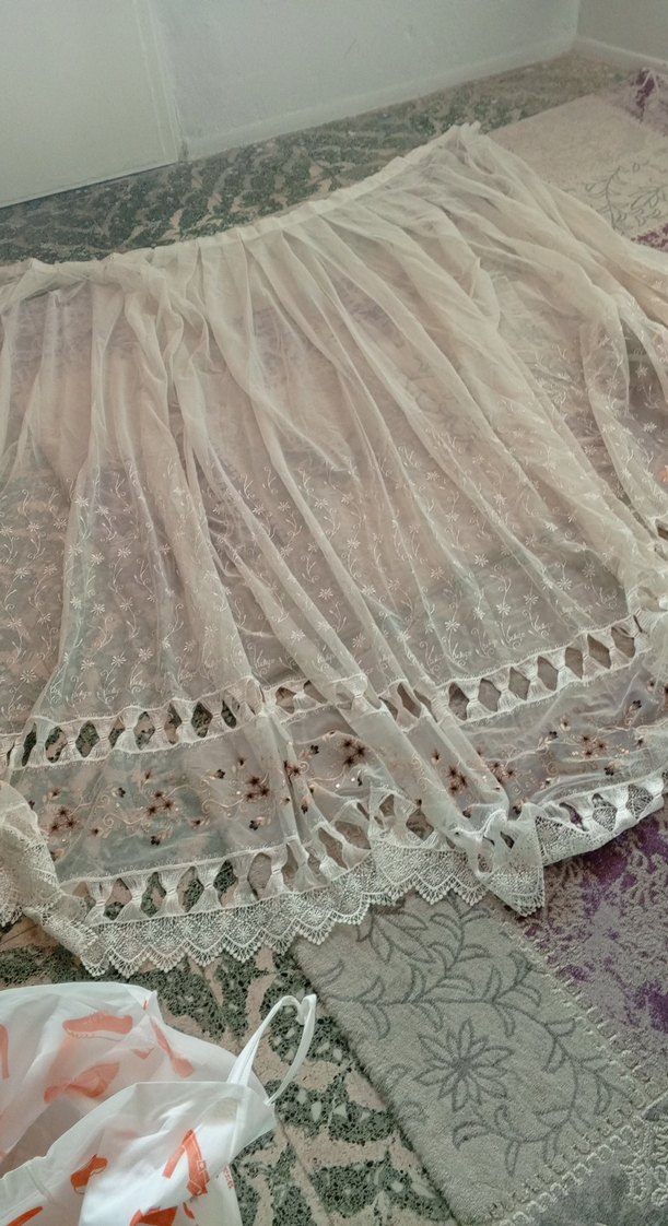 İşlemeli Beyaz Bohem Perde - Görsel 3