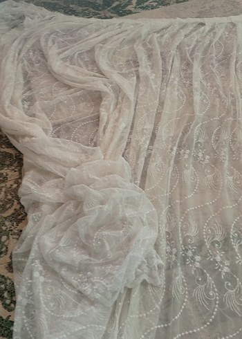 İşlemeli Beyaz Bohem Tül Perde - Görsel 8