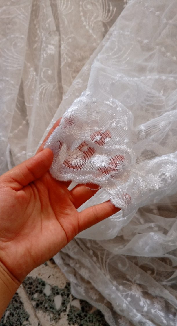 İşlemeli Beyaz Bohem Tül Perde - Görsel 4