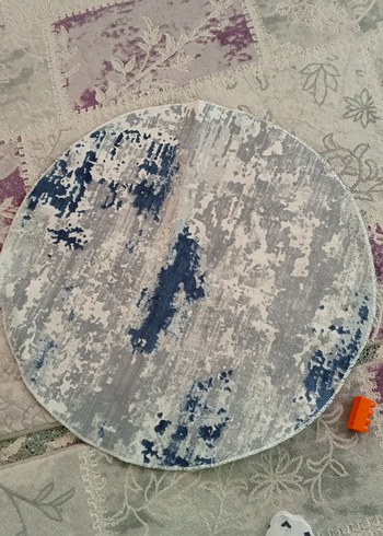Yuvarlak Gri Tie-Dye Halı - Görsel 3