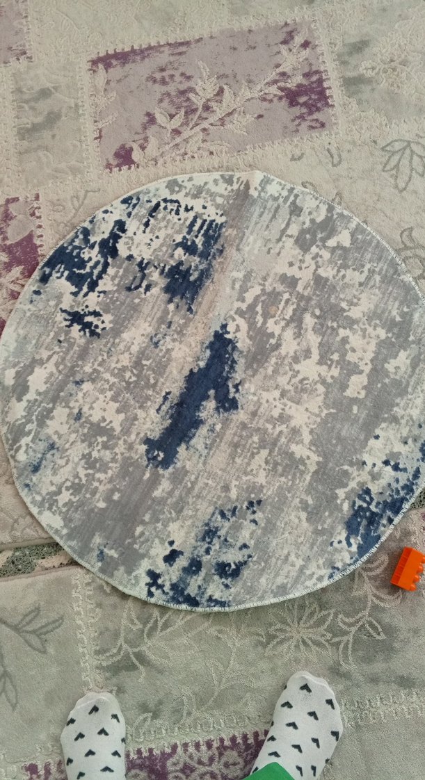 Yuvarlak Gri Tie-Dye Halı - Görsel 2