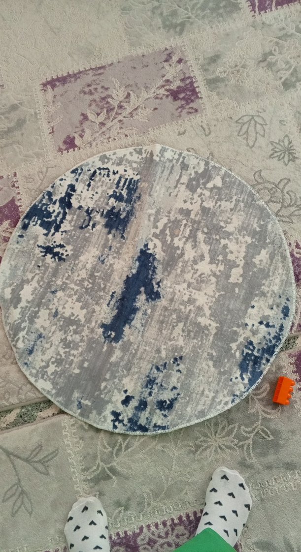 Yuvarlak Gri Tie-Dye Halı - Görsel 3