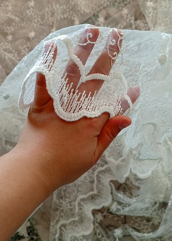 Bohem Beyaz Dantel Tül Perde - Görsel 6